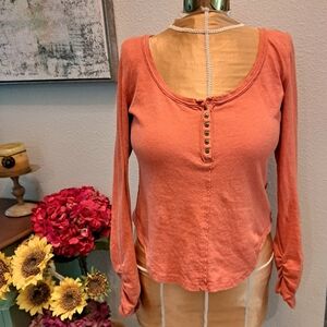 Anthropologie Pilcro Coral Henley - Size M - NWT